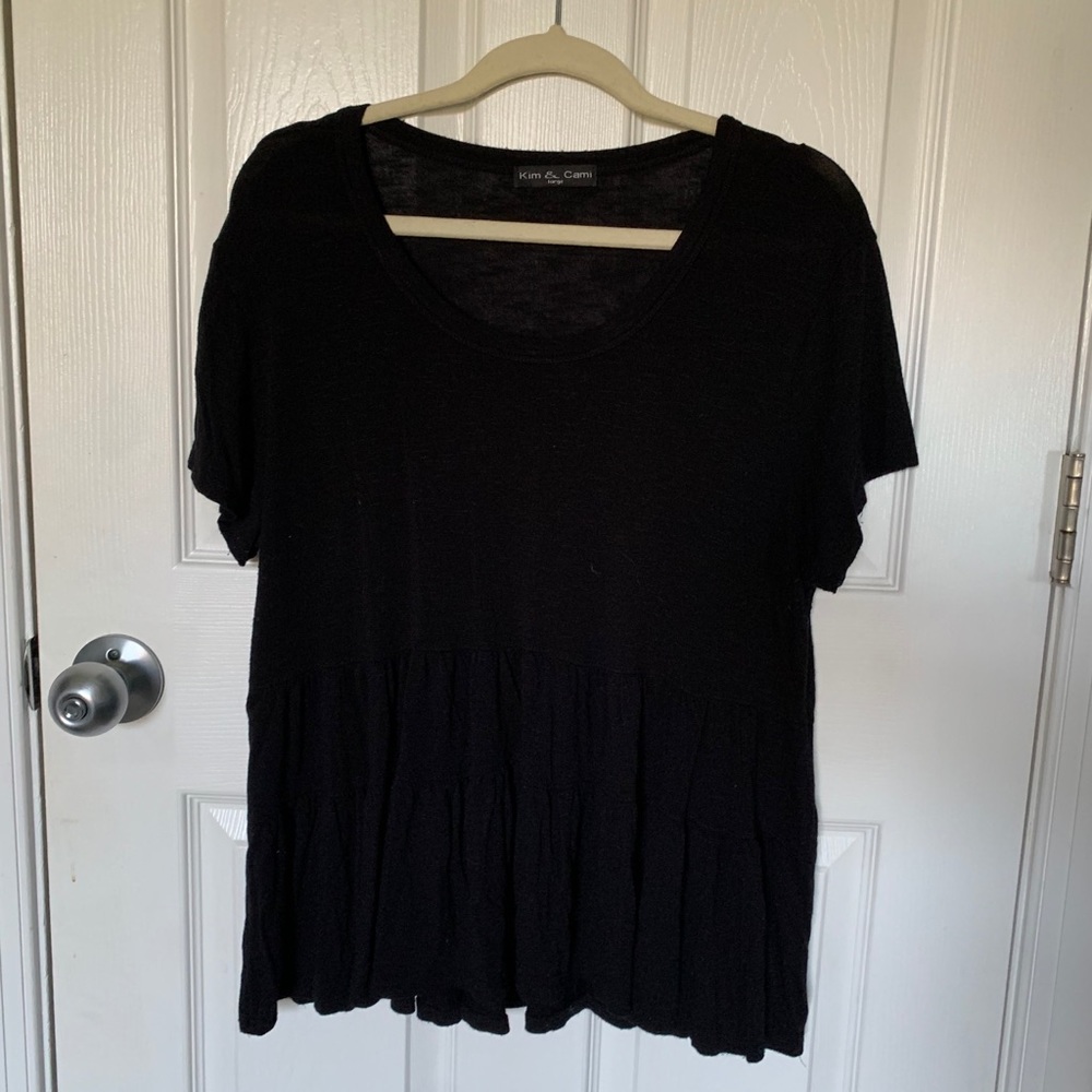 black short sleeve peplum shirt